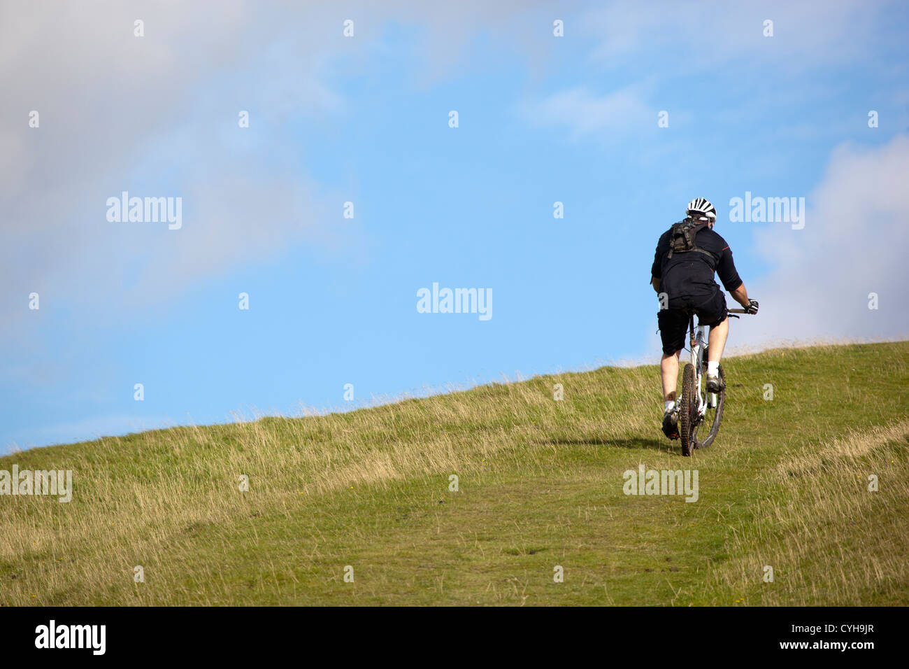 Cyclist Knap Hill Wiltshire Stock Photo