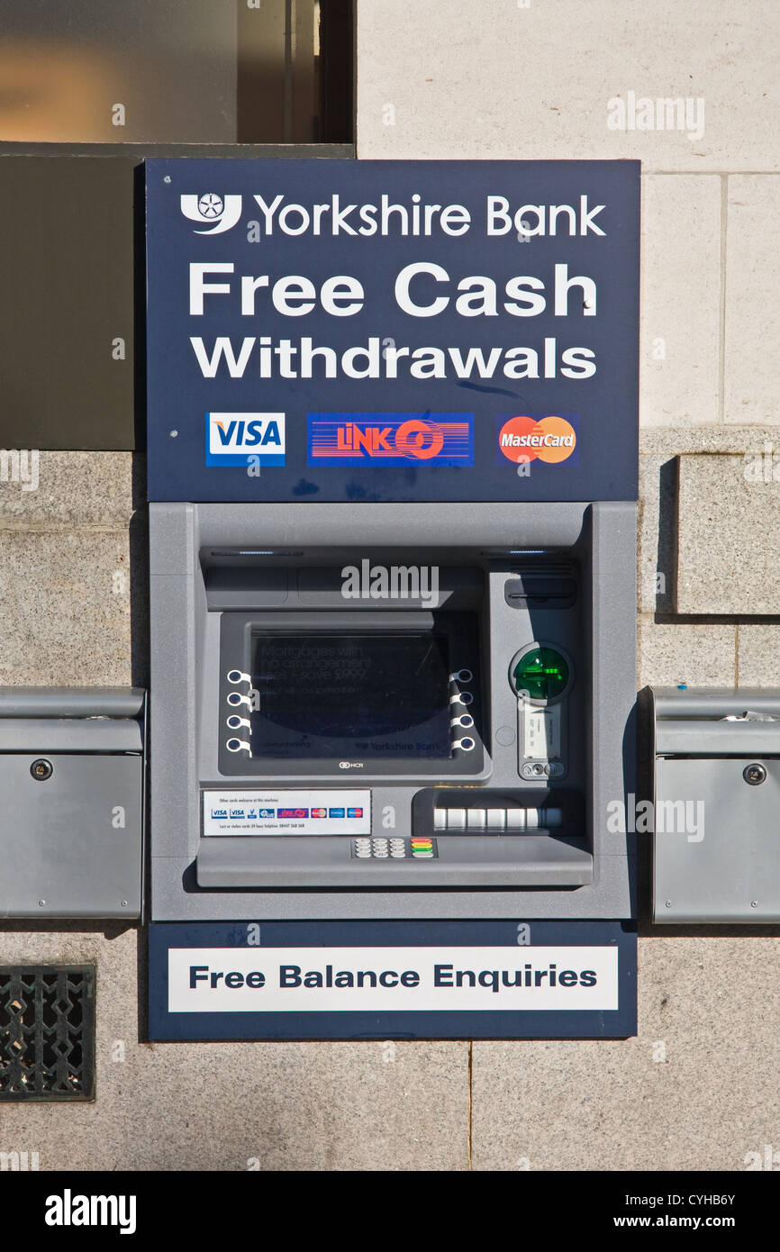 Yorkshire Bank cash dispensing machine Stock Photo