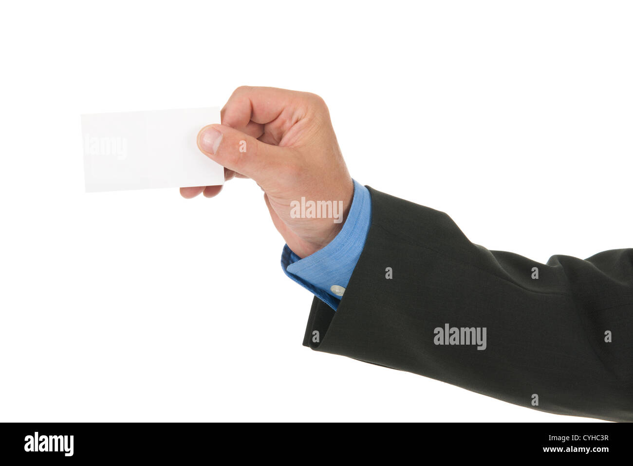 Hand holding a blank business card Stock Photo - Alamy