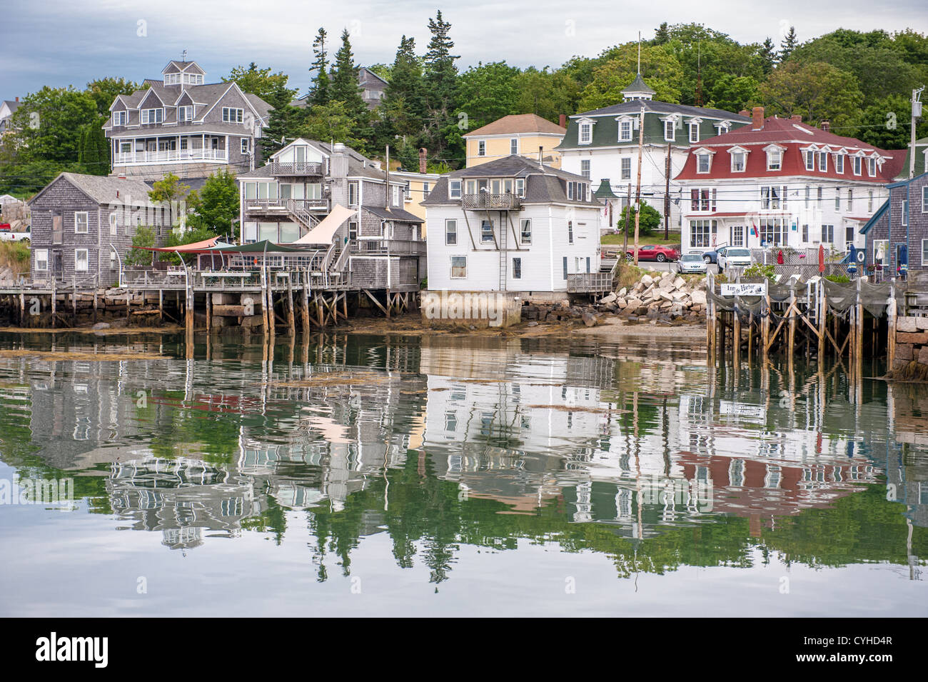 Small fishing town in northern Maine Stock Photo