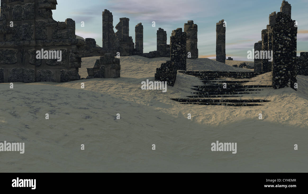 3d illustration of an fantasy ancient ruins in desert Stock Photo - Alamy