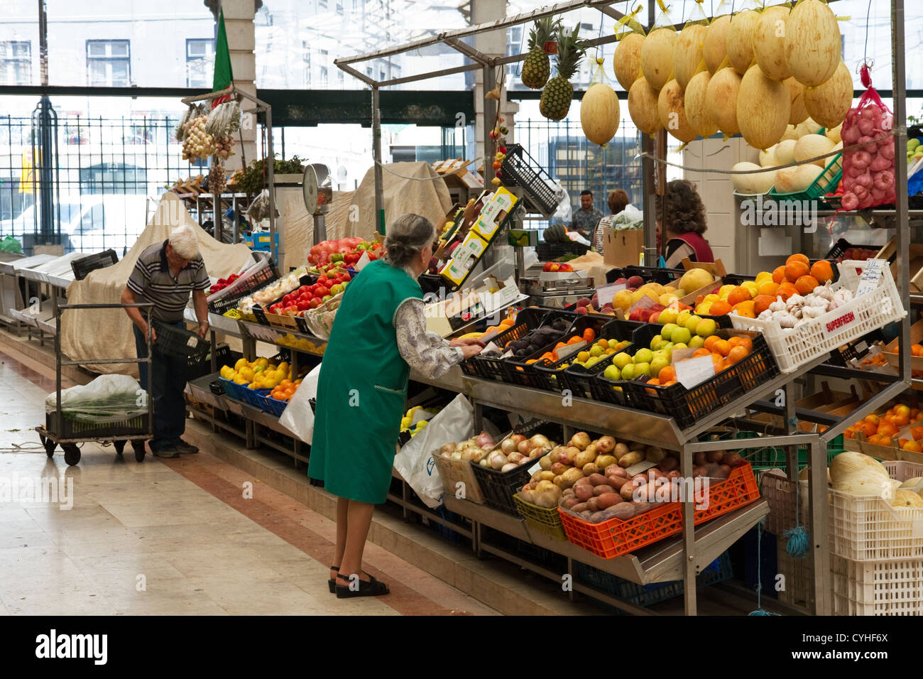 Mercado da Ribeira (farmers market) ,  Avenida 24 de Julho, central Lisbon, Portugal Stock Photo