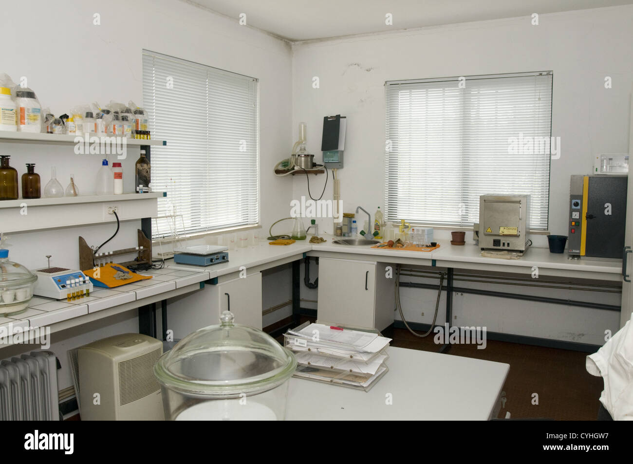 small laboratory in a wastewater treatment works Stock Photo Alamy