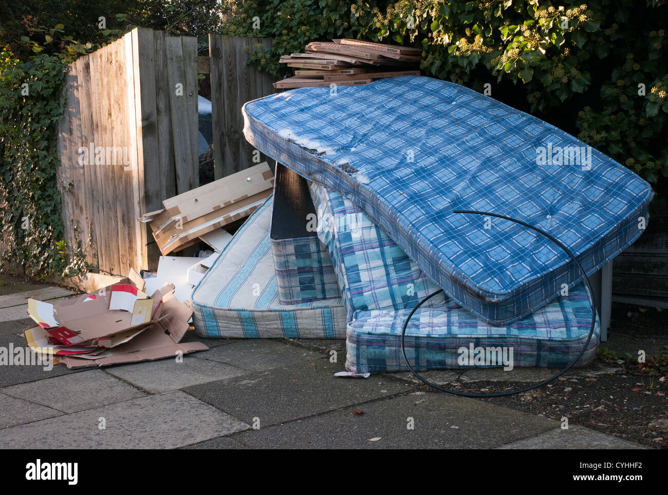 Fly tipping of rubbish in Brent Cross Golders Green, London Stock Photo