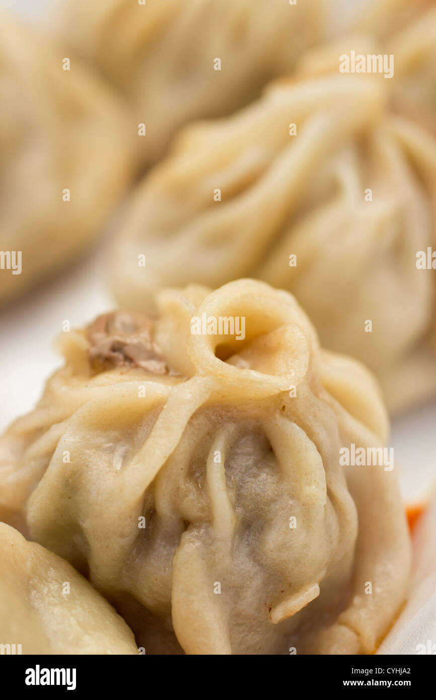 Tibetan dumplings called "momo" in Little Tibet, Queens, New York, USA