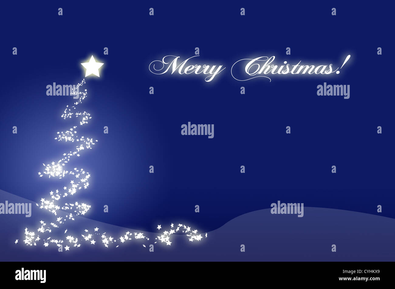 Blue christmas tree wallpaper, computer generated. Stock Photo