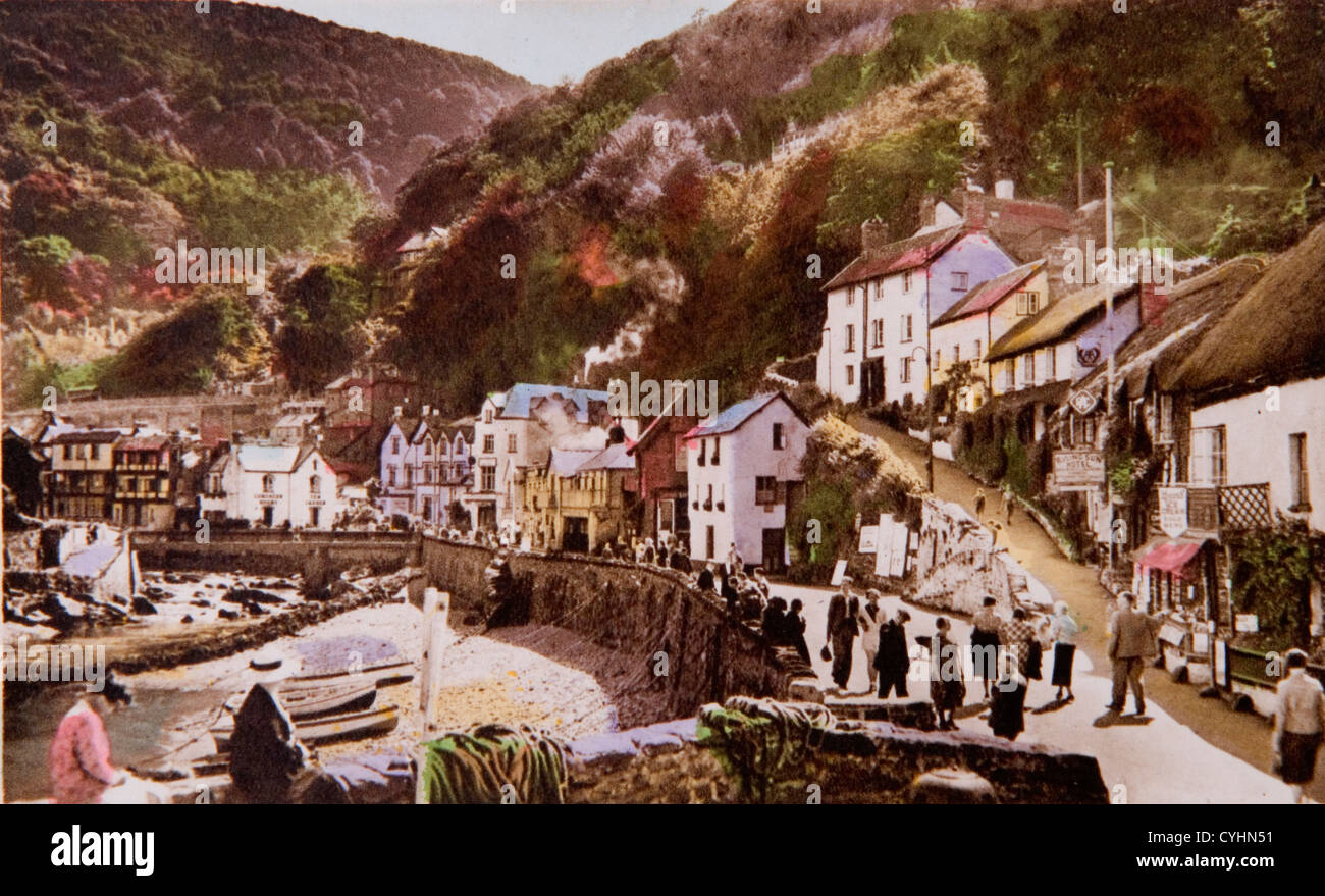 Mars Hill and harbour Lynmouth Devon Circa 1950s Stock Photo