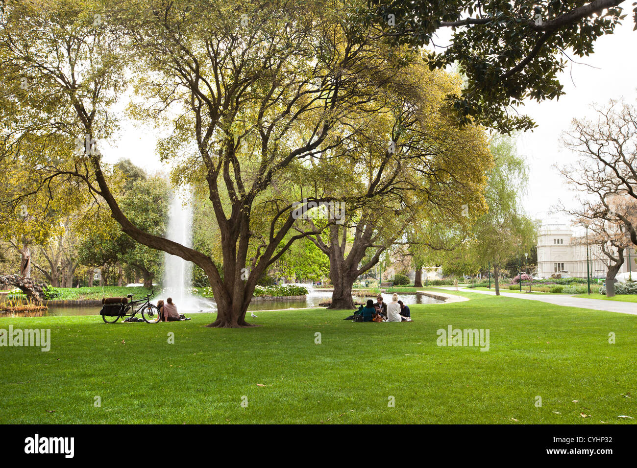 water fountain in Carlton gardens Melbourne Australia next to royal