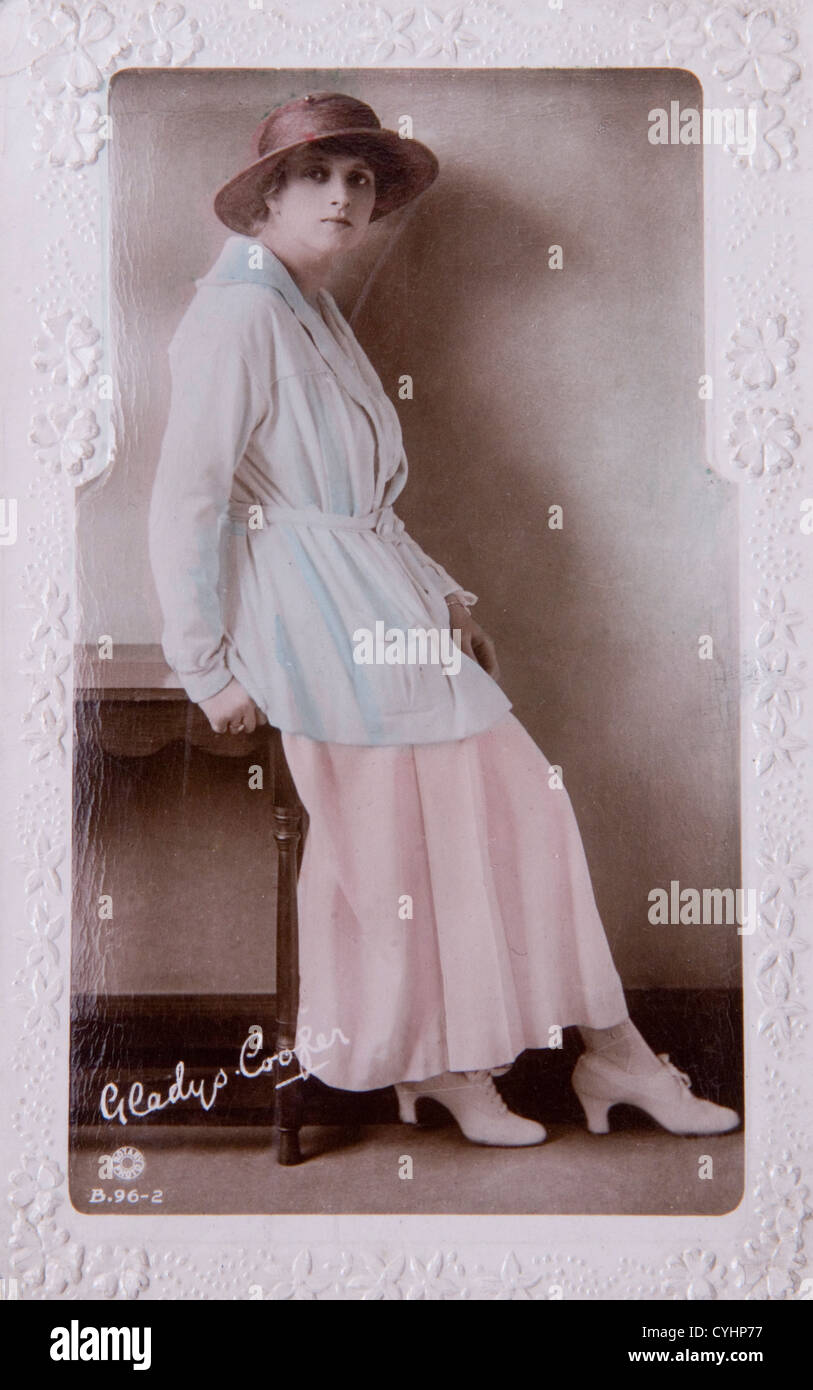 Gladys Cooper, London stage actress. Hand tinted Edwardian postcard sent 1917. Stock Photo