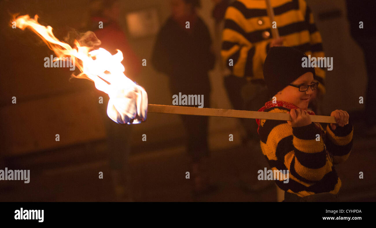 Lewes bonfire societies parade down the High Street of Lewes in East ...