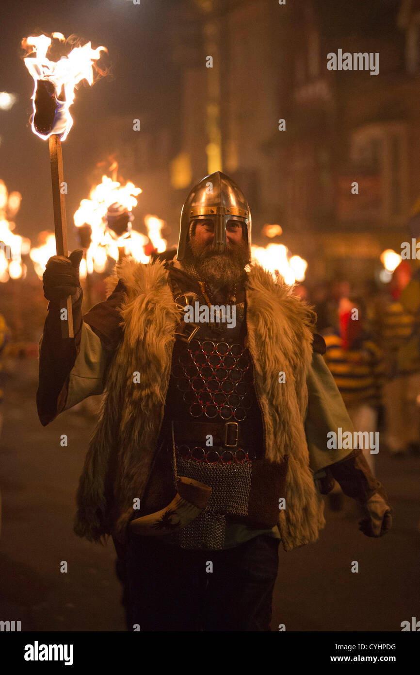 Lewes bonfire societies parade down the High Street of Lewes in East ...
