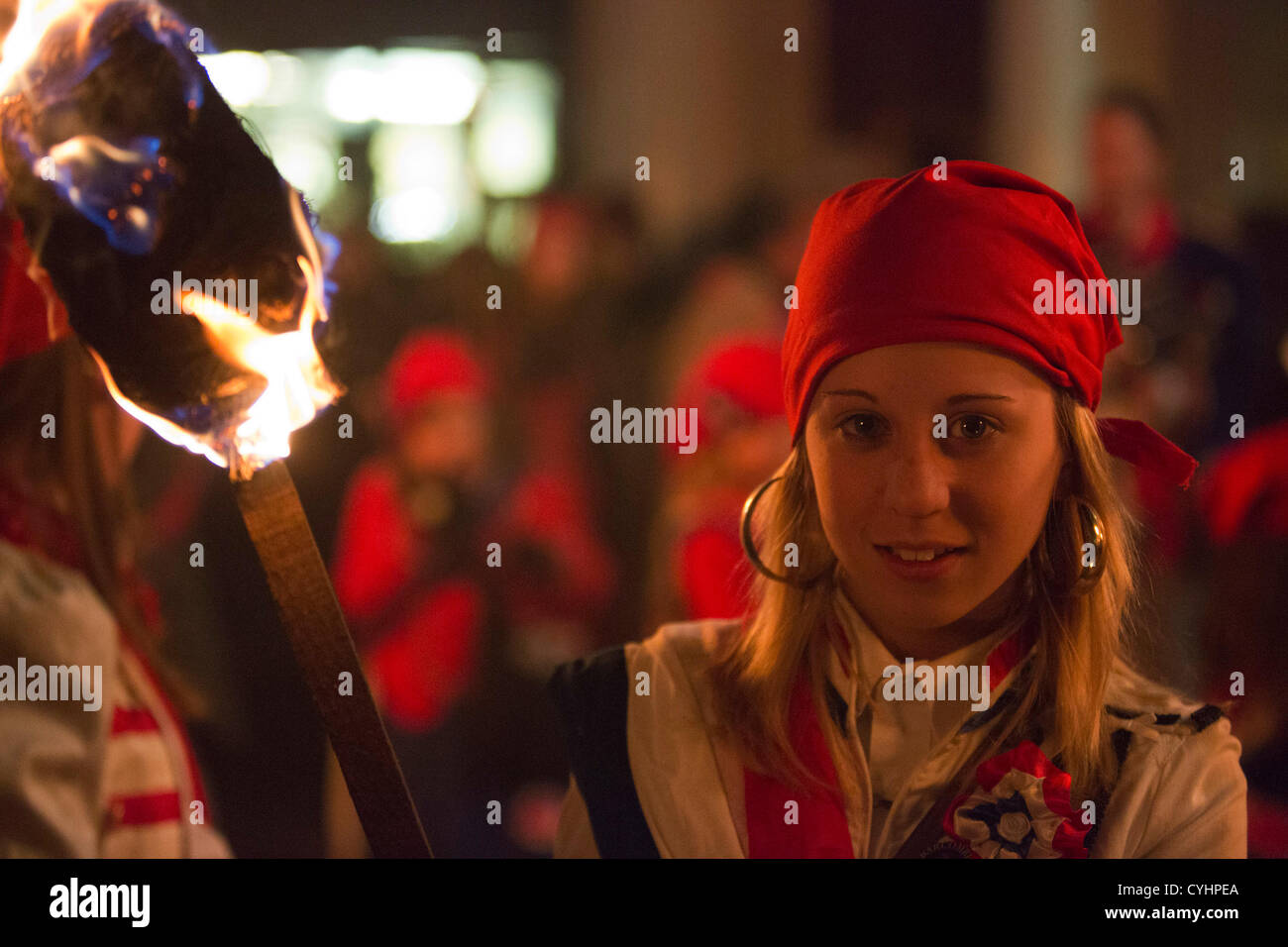Lewes bonfire societies parade down the High Street of Lewes in East ...