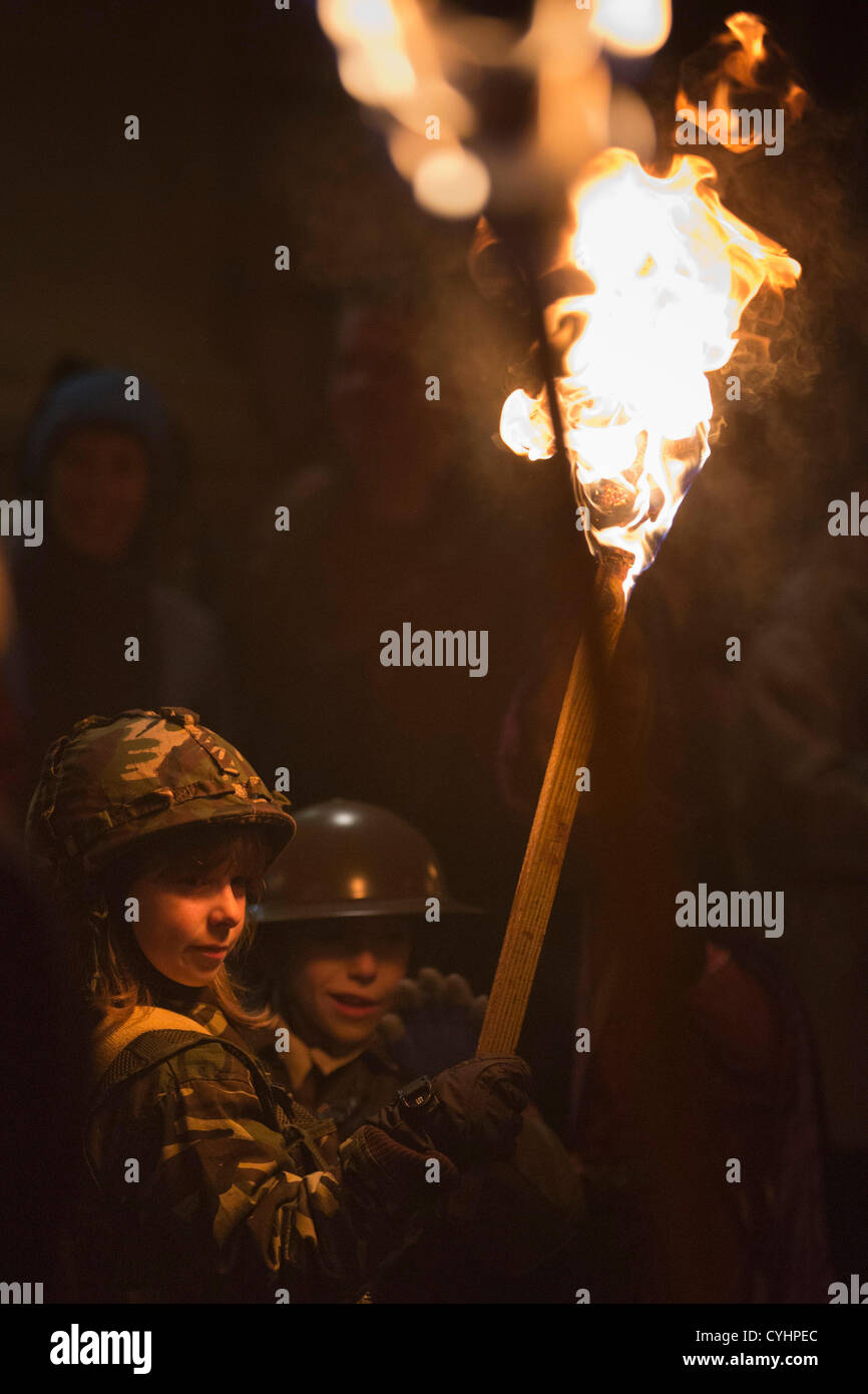 Lewes bonfire societies parade down the High Street of Lewes in East ...