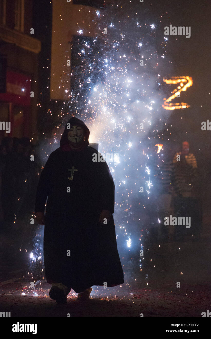 Lewes bonfire societies parade down the High Street of Lewes in East ...