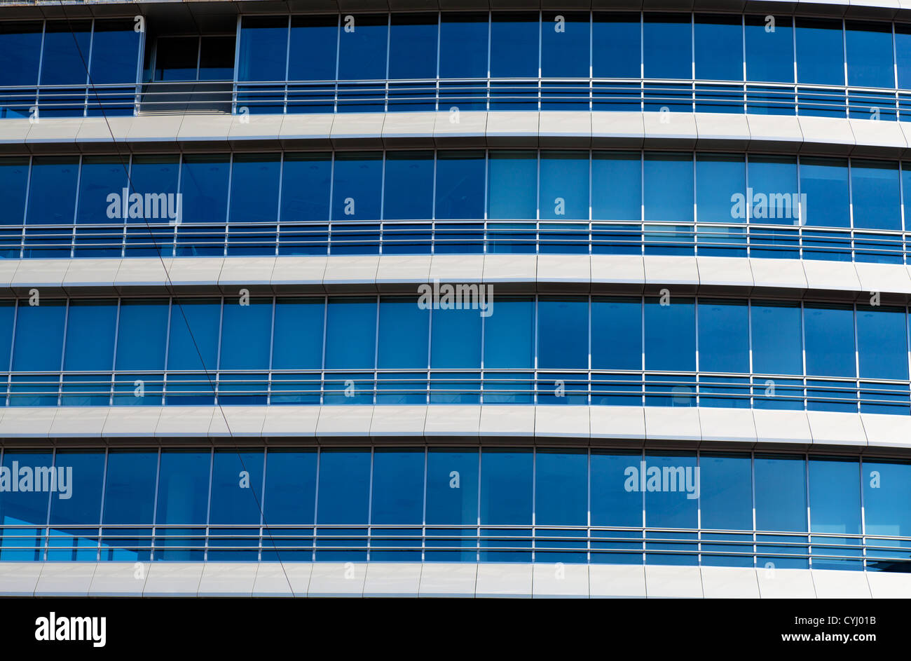 Front view of windows of contemporary business tower Stock Photo