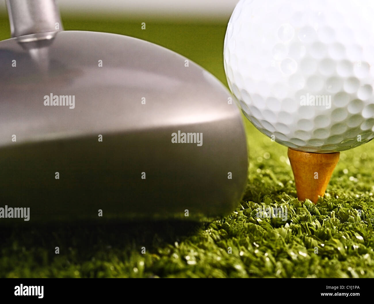 Golfer On A Golf Course About To Drive A Golf Ball Stock Photo Alamy