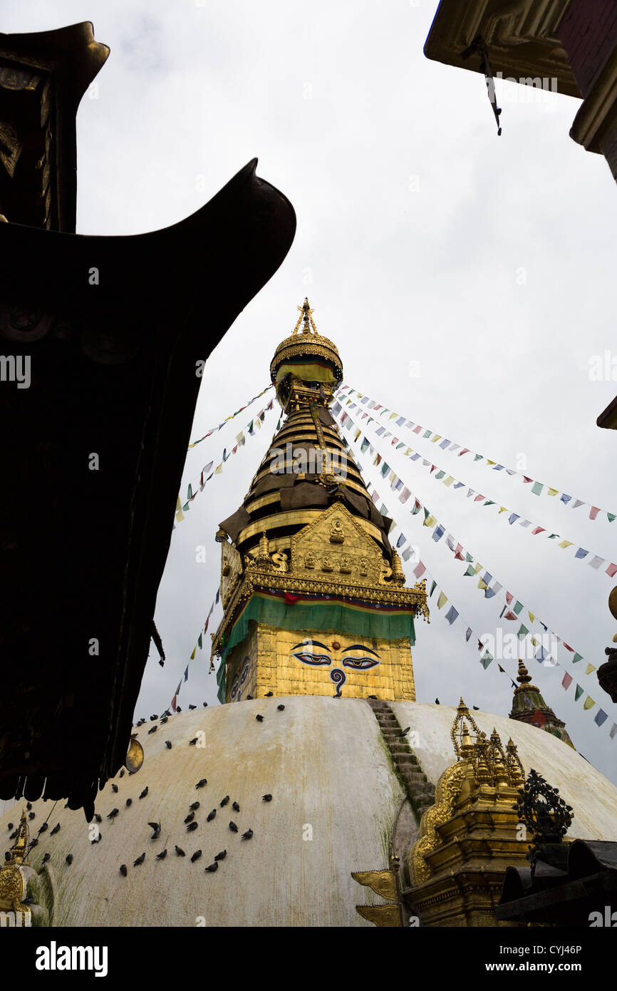 Swayambhunath stupa, aka monkey temple, in Kathmandu, Nepal Stock Photo ...