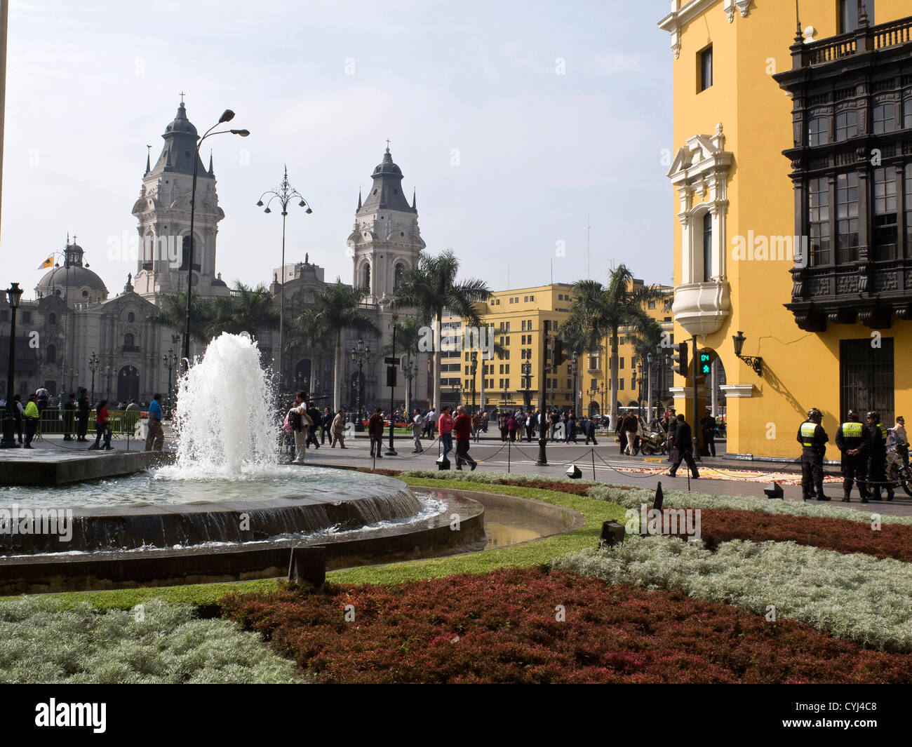 Peru. Lima city. Traditional architecture.Plaza de Armas Stock Photo