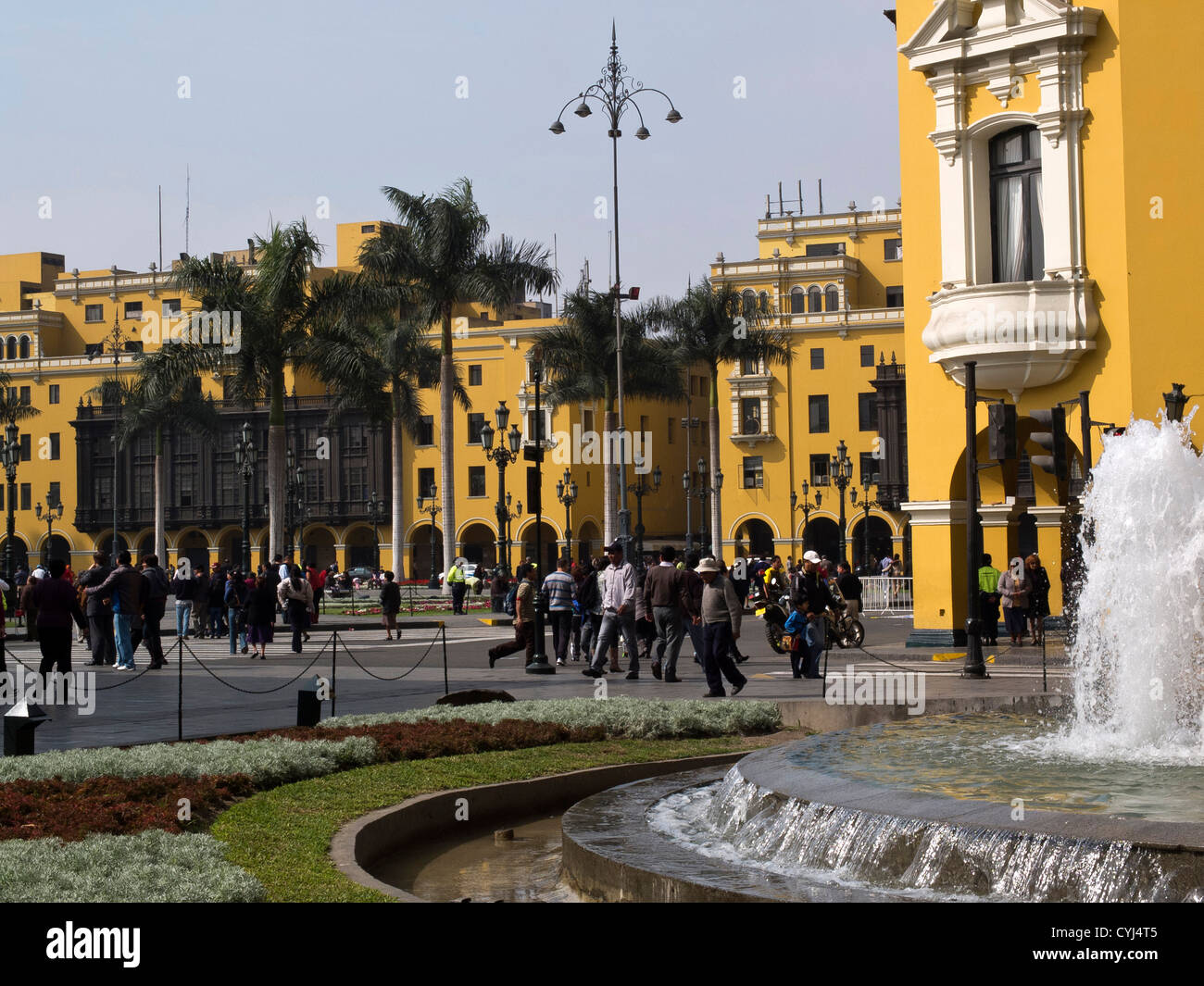 Peru. Lima city. Traditional architecture.Plaza de Armas Stock Photo