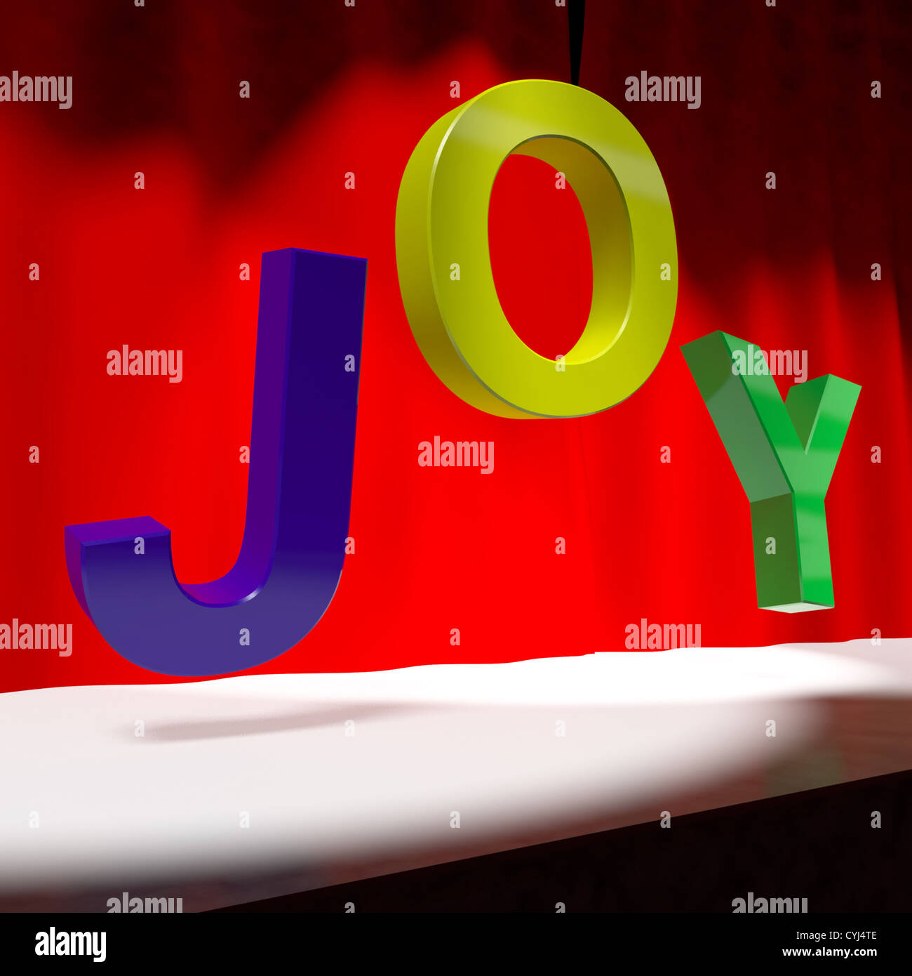 Joy Word On Stage Shows Symbol for Fun And Enjoyment Acting Stock Photo