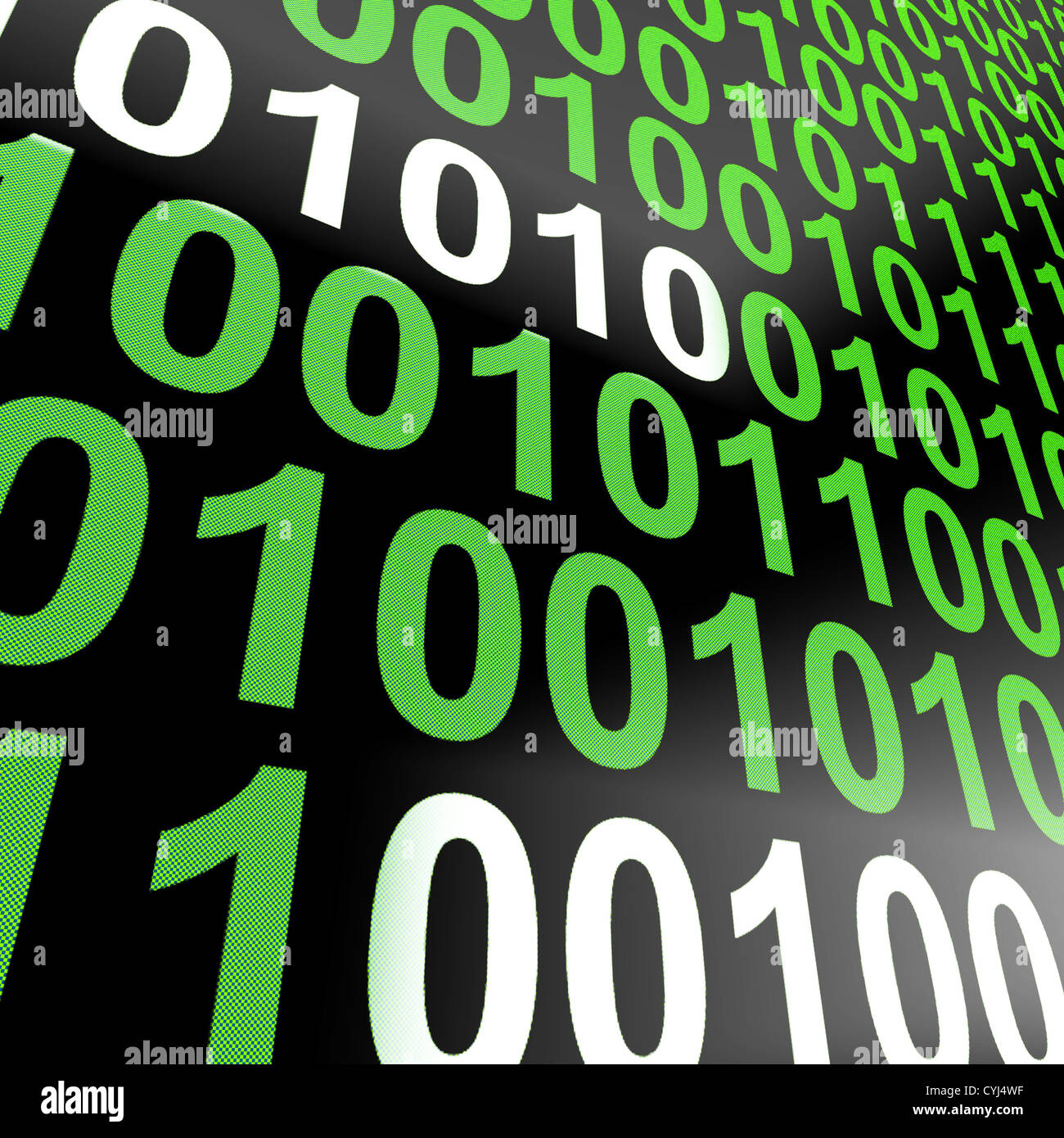 Binary Code On Computer Screen Shows Technology And Programming Stock Photo