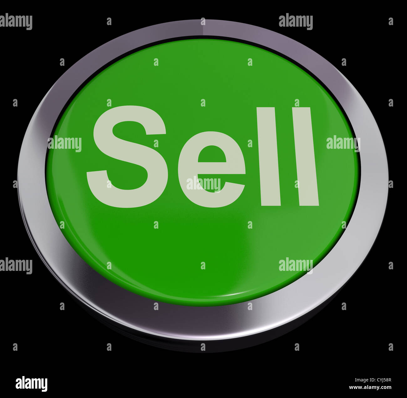 Sell Button Green Showing Sales And Business Stock Photo