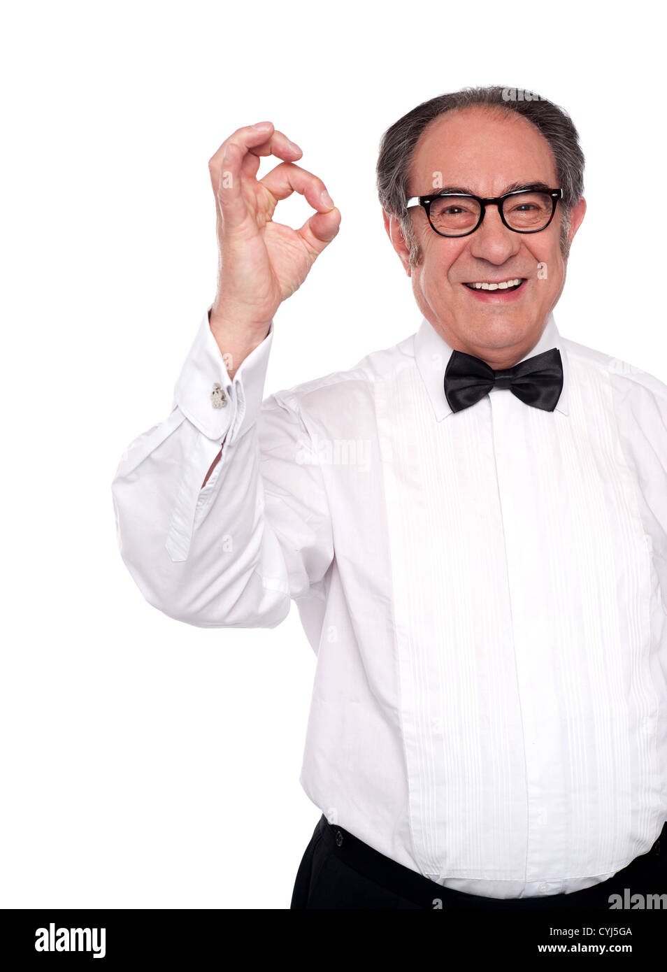 Old man showing excellent gesture to you. All on white background Stock ...