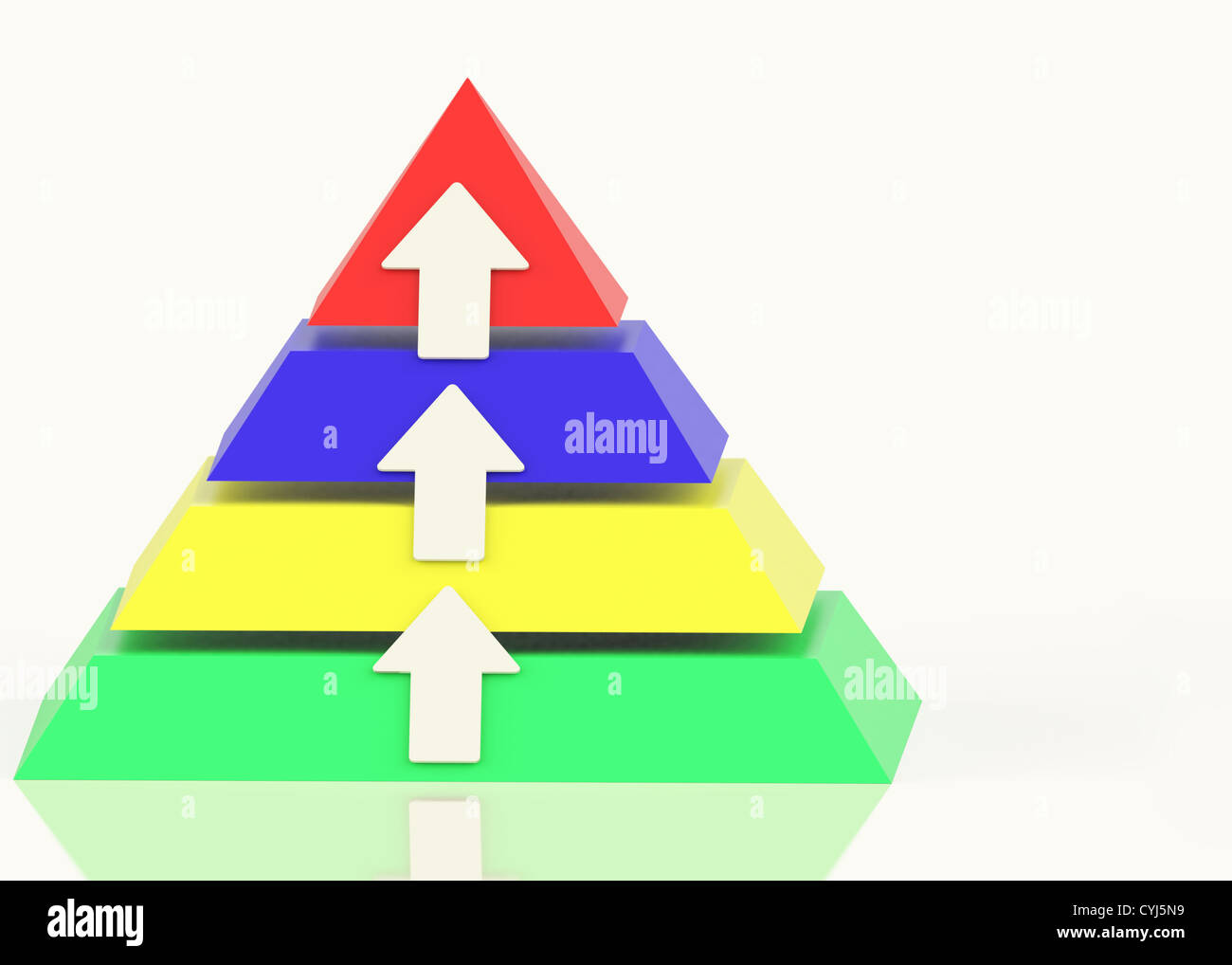Pyramid With Up Arrows And Copyspace Showing Growth And Progress Stock Photo