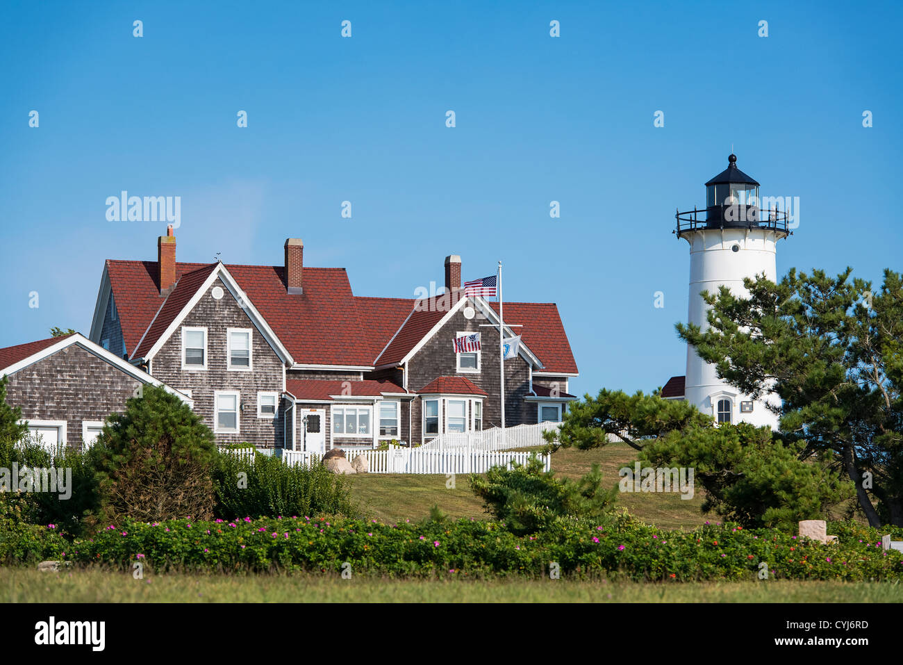 Nobska Lighthouse, Woods Hole, Cape Cod, Massachusetts, USA Stock Photo