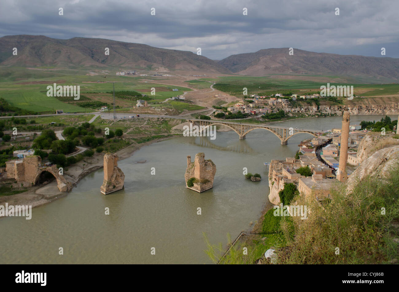 May 06, 2012 - Hasankeyf, Batman, Turkey - Sitting on the banks of the Tigris river the ancient town of Hasankeyf lives in a kind of limbo, thousands of years of history about to disappear beneath the flood waters of the ILISU damn project, for the people of Hasankeyf unable to build or sell homes, find work or even get a straight answer to when the past will be washed away, this threat has hung over the town for decades but now the Turkish government is trying to push ahead with the dam despite international condemnation. (Credit Image: © John Wreford/ZUMAPRESS.com) Stock Photo