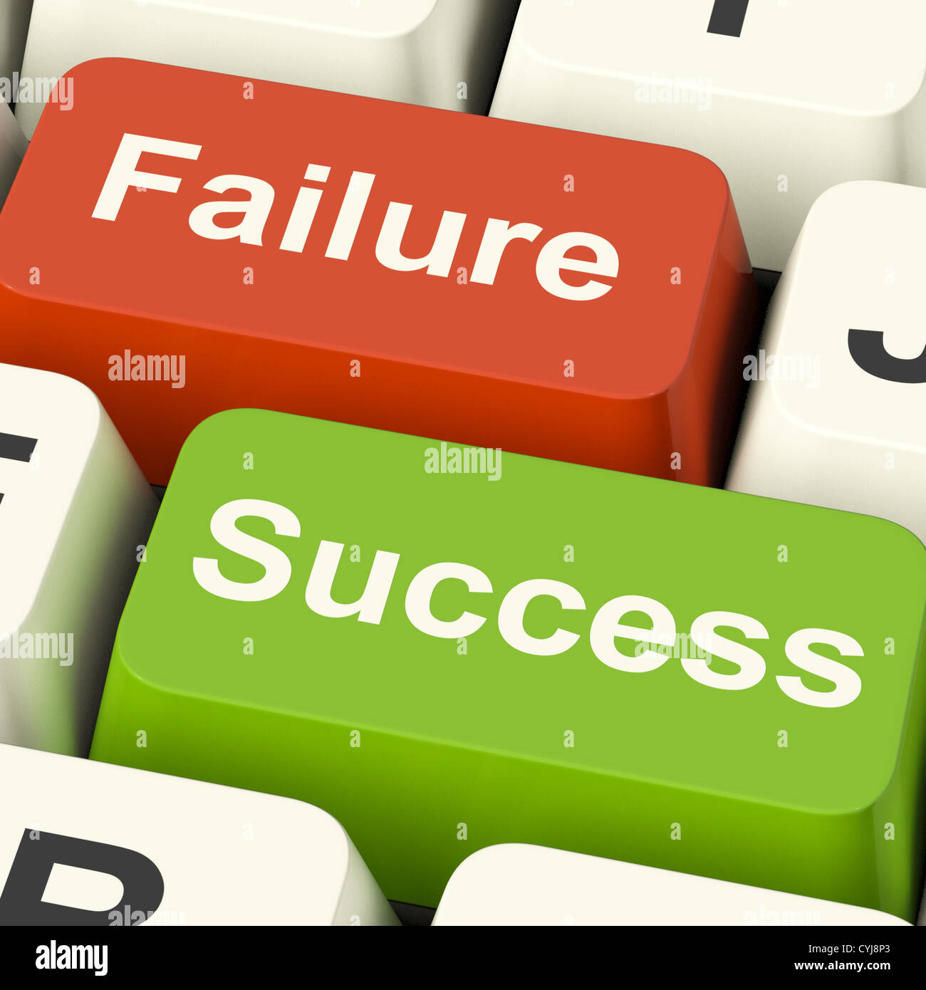 Success And Failure Computer Keys Shows Succeeding Or Failing Online Stock Photo