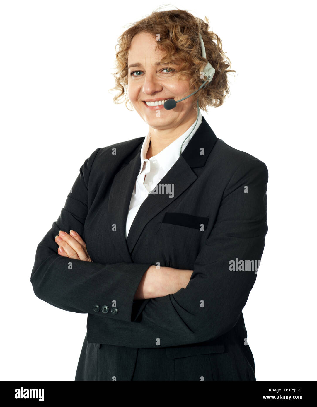 Customer service operator smiling with crossed arms Stock Photo Alamy