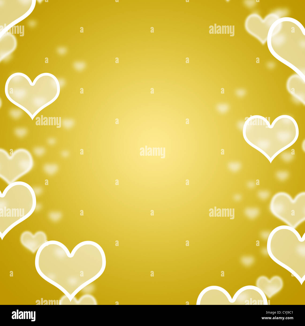 Yellow Hearts Bokeh Background With Blank Copy Space Showing Love Romance And Valentines Stock Photo