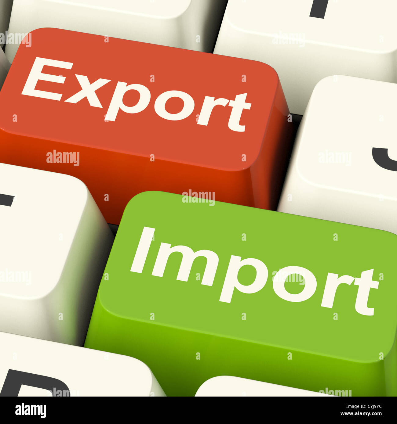 Export And Import Keys Shows International Trade Or Global Commerce Stock Photo