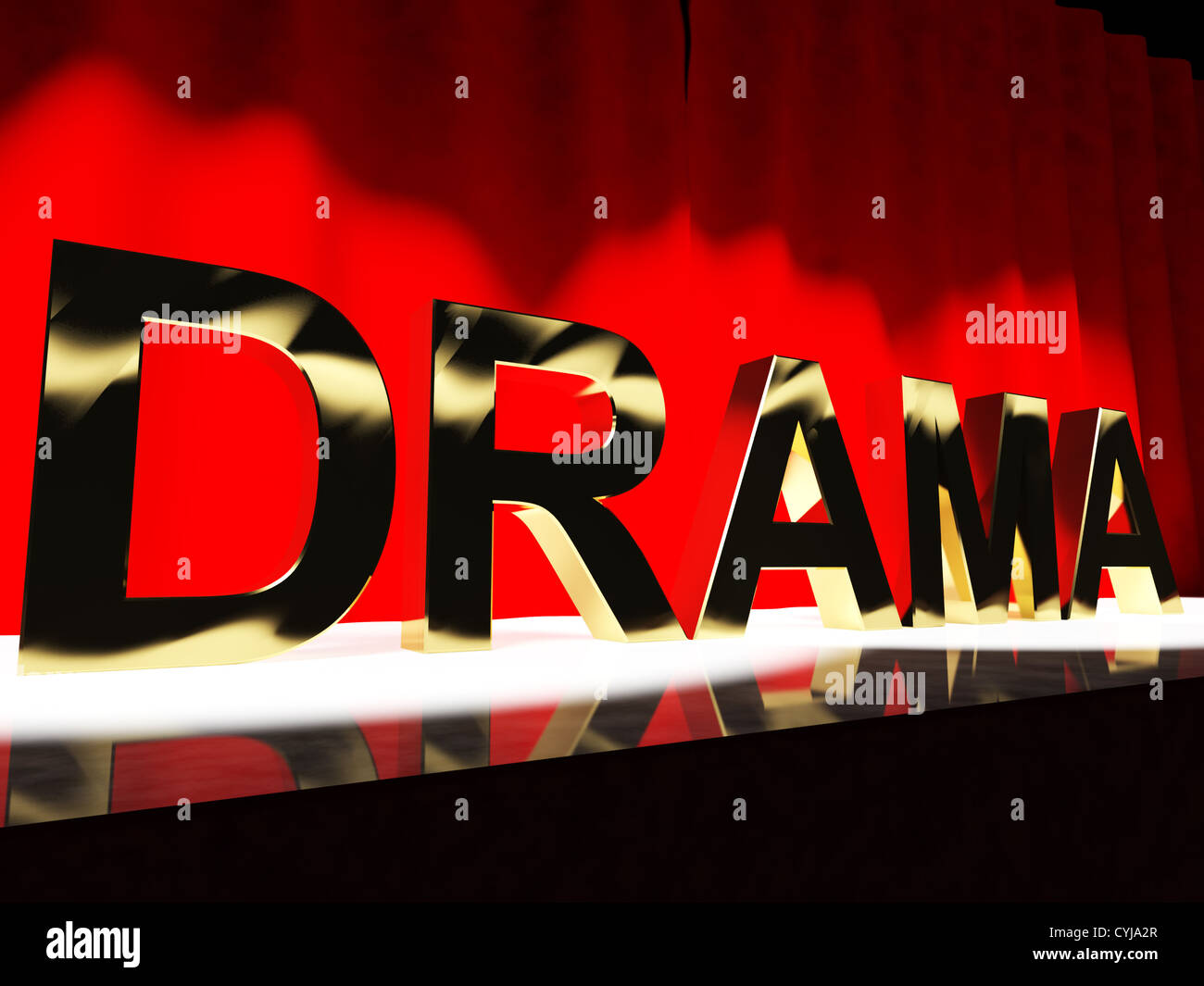 Drama Word On Stage Representing Broadway The West End Or Acting Stock Photo