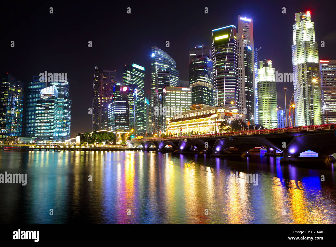 Singapore cityscape at night Stock Photo - Alamy