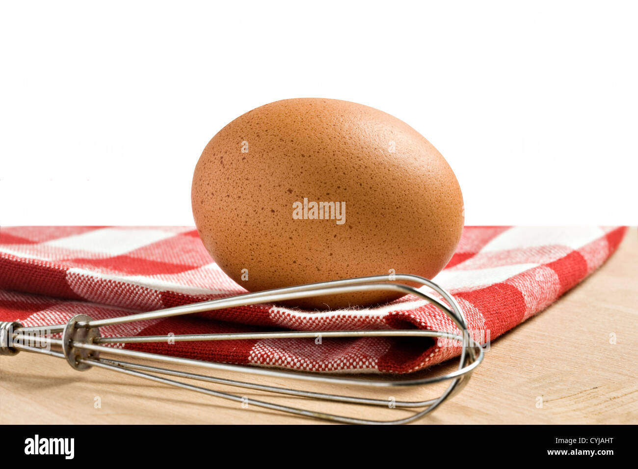 One egg against a white background with copy space Stock Photo