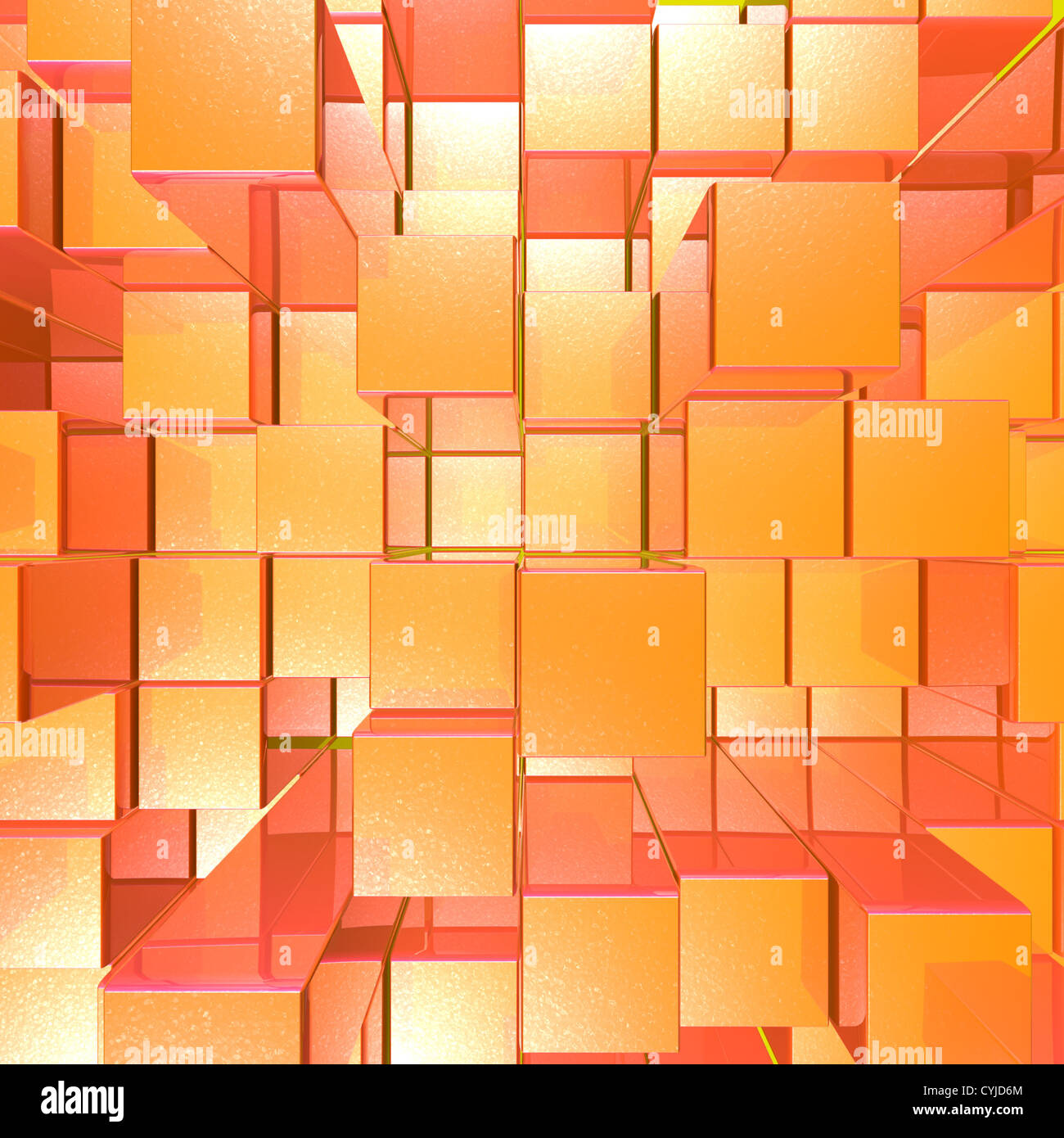 Bright Glowing Red And Orange Background With Cubes Or Squares Stock Photo