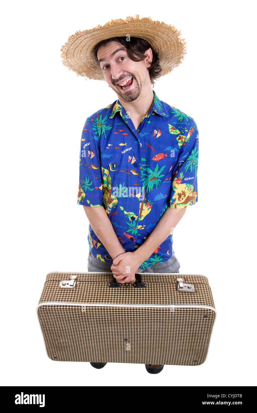 young silly man traveler, full body, isolated Stock Photo - Alamy