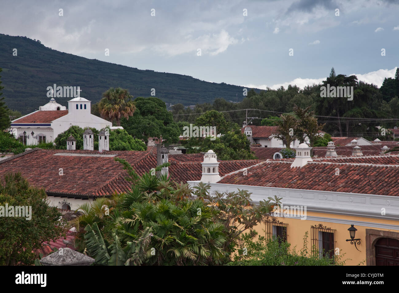 View across the rooftops of world heritage Antigua, Guatemala Stock Photo Alamy