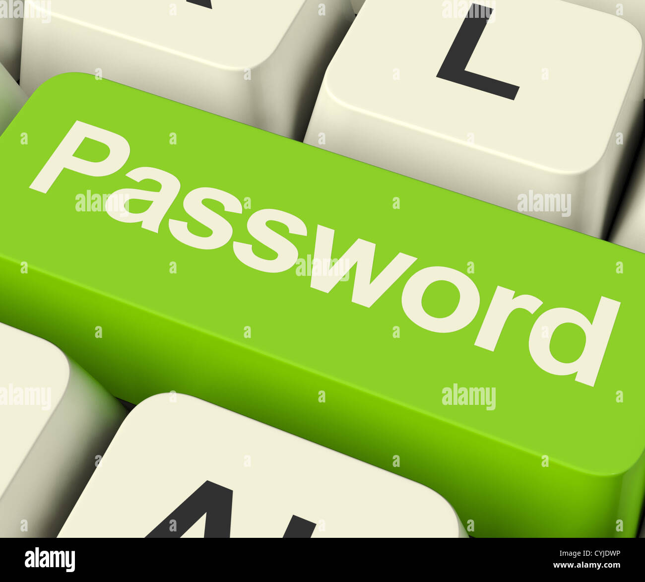 Password Computer Key In Green Shows Permission And Security Stock Photo