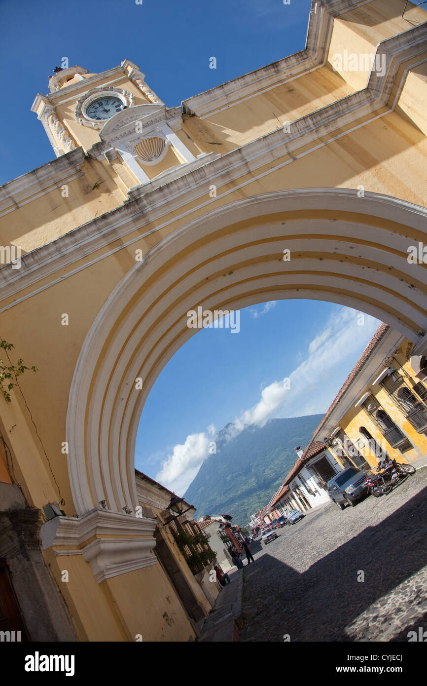 The Santa Catalina arch in world heritage Antigua, Guatemala Stock