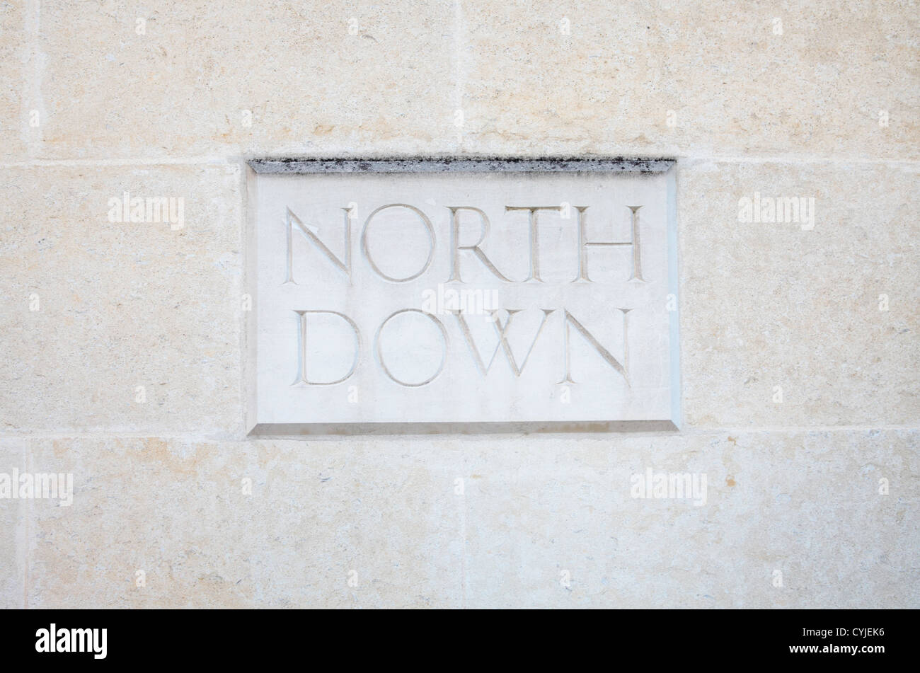 Plaque saying North Down Stock Photo