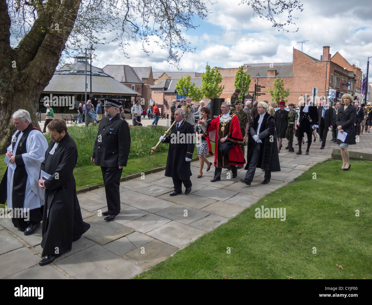 Chesterfield Council parade through the town for the New Mayor with