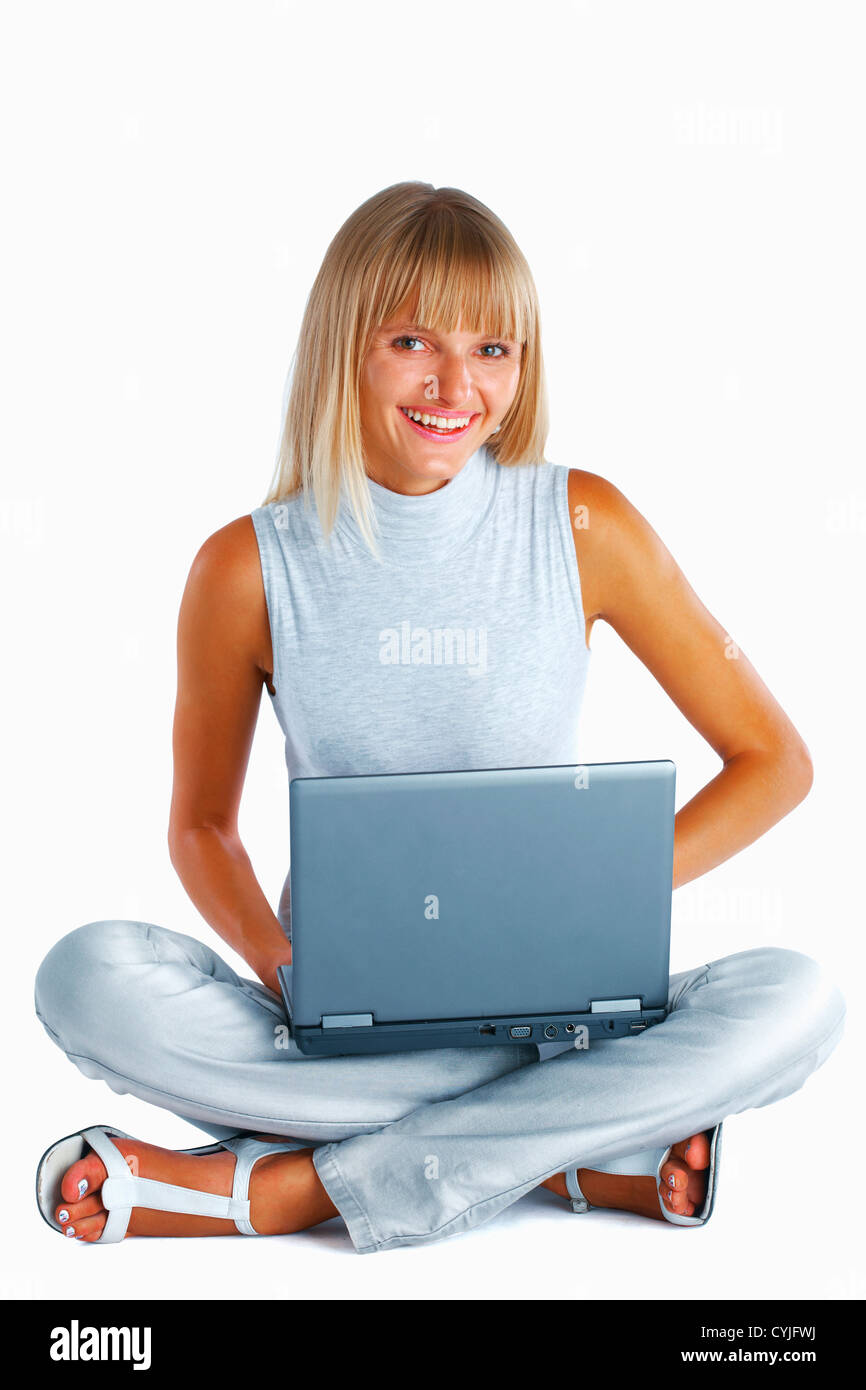 Girl sitting arms legs crossed hi-res stock photography and images - Alamy