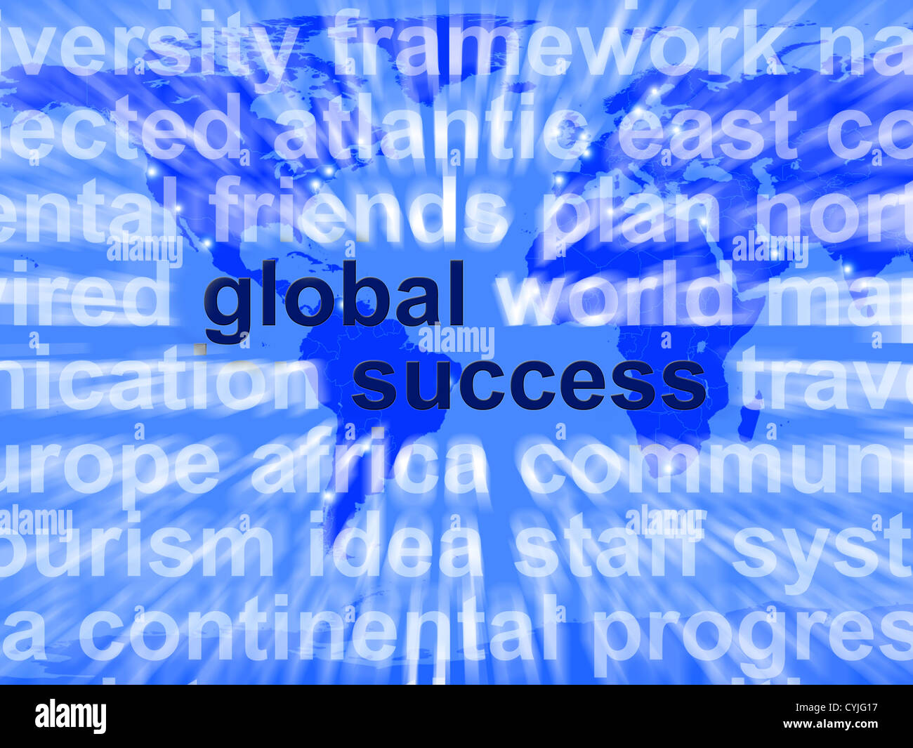 Global Success Words Shows Globalization And Business Growth Worldwide Stock Photo