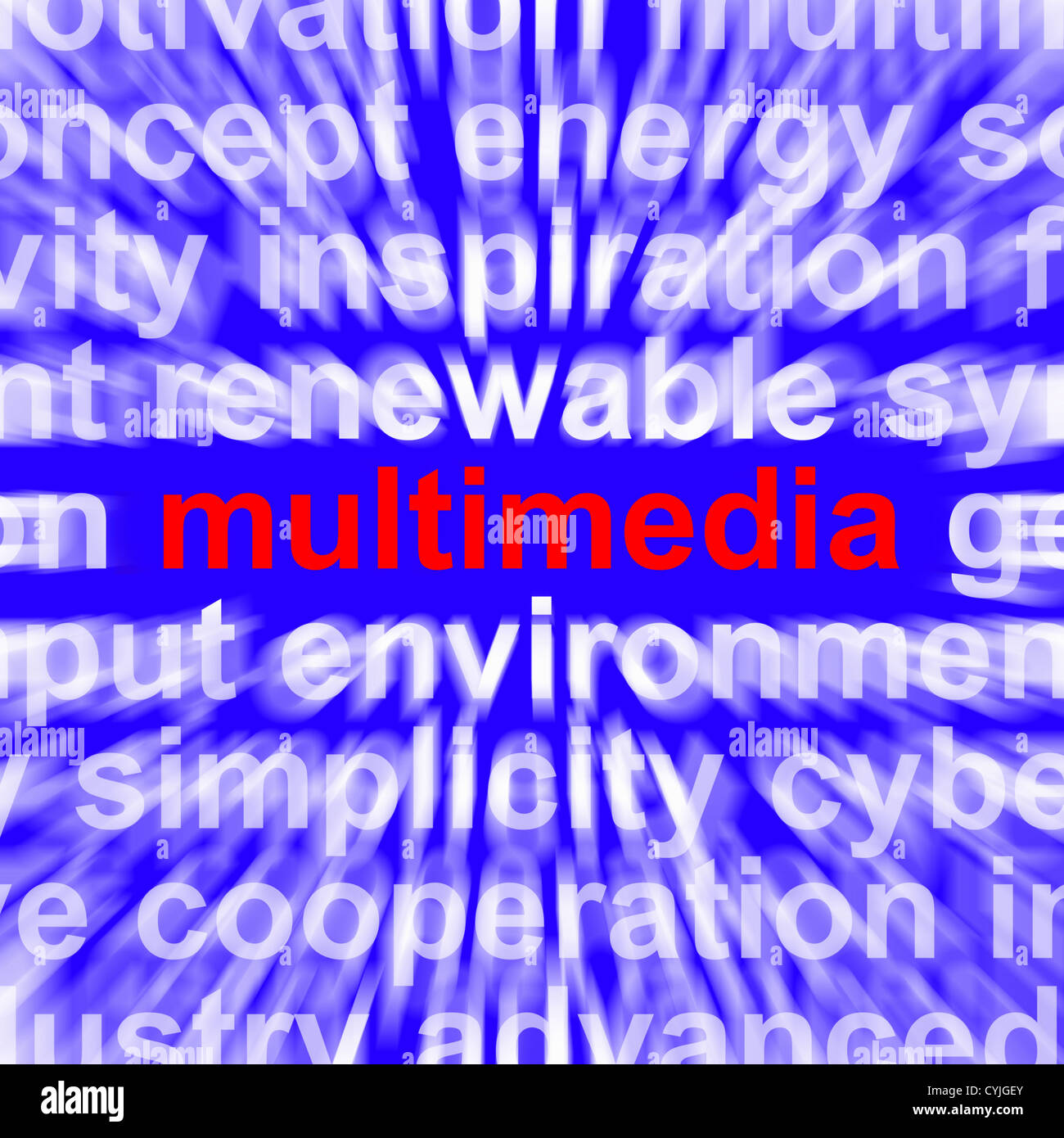 Multimedia Word Showing Digital Technology For Movies Or Broadcasting Stock Photo