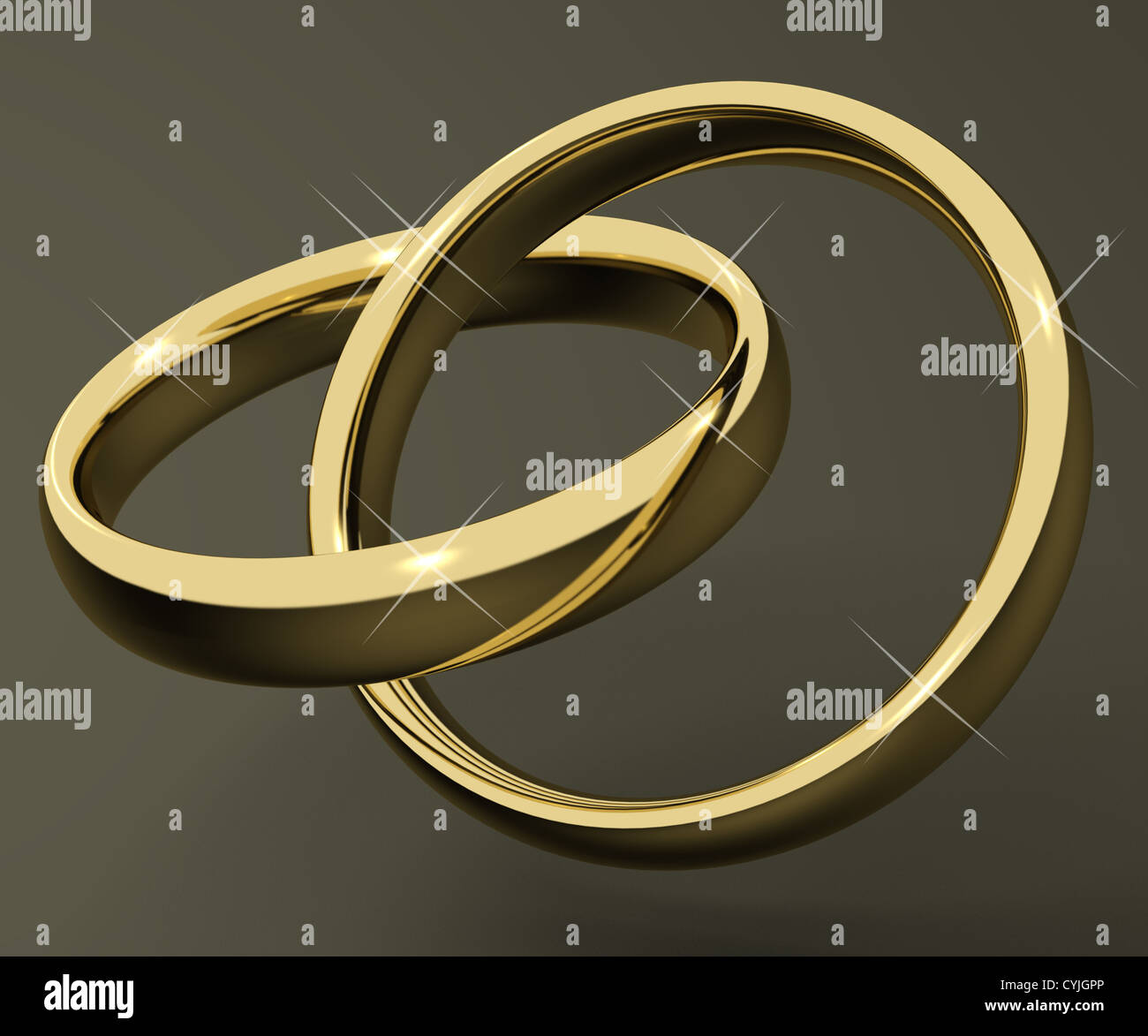 Gold Rings Represent Love Valentines And Romance Stock Photo