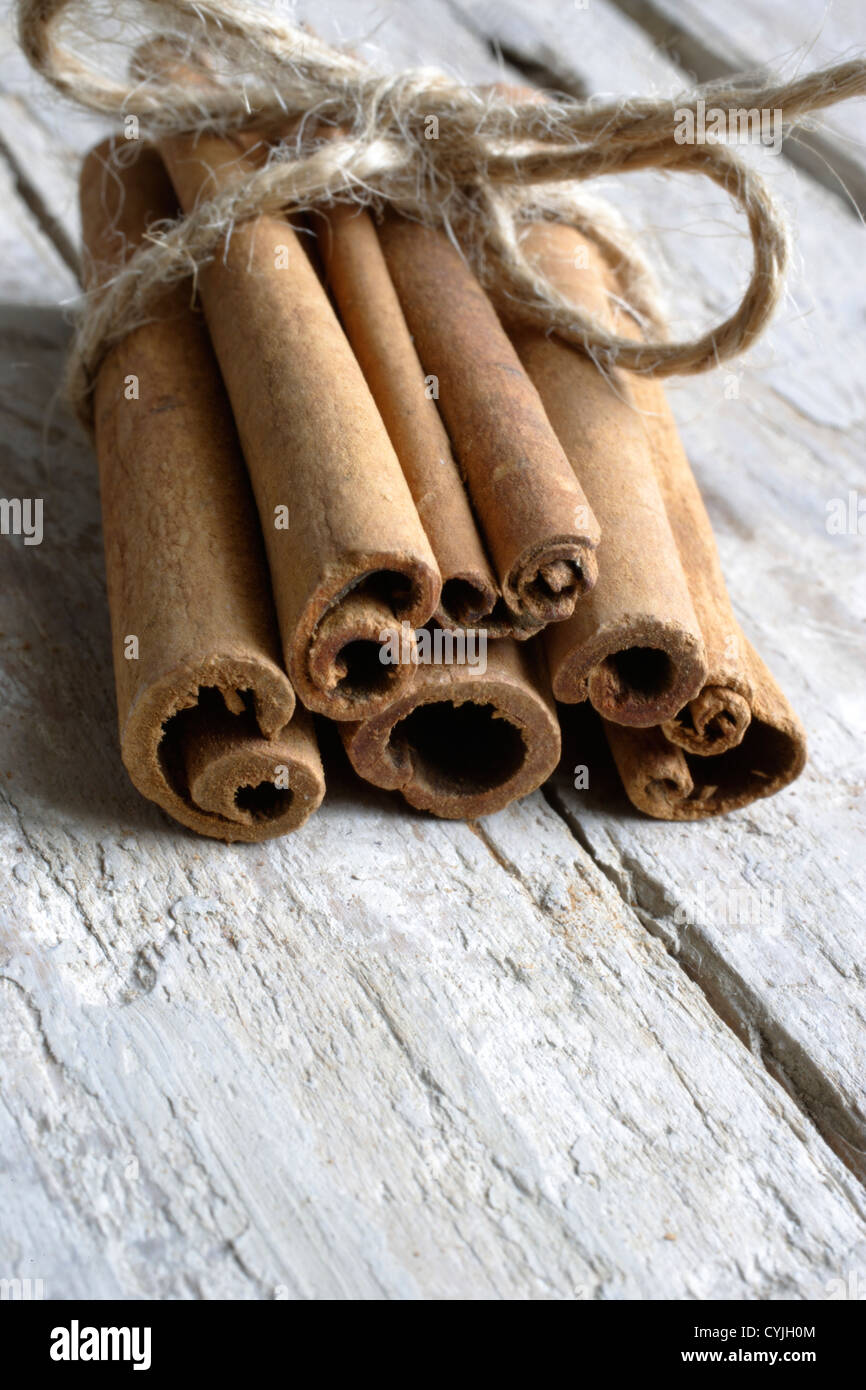 A bundle of cinnamon sticks Stock Photo