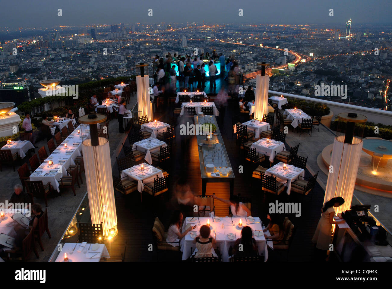 Restaurant, Sirocco, Dome,  State Tower. Bangkok, Sky Bar, Sight,  Thailand,  Asia, Stock Photo